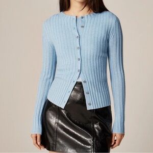 J. Crew 🩵 Wide-rib cashmere cardigan Heather River XS